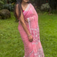 Blush Pink Block Print Chiffon Saree