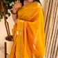 Mango Yellow Georgette Saree with Brocade Border