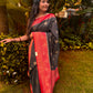 Black georgette saree with red border