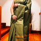 Pure Tussar Saree in Moss green shade with self thread embroidery