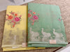 Kotta Saree in Pista Green/Lemon Yellow with Floral Embroidery