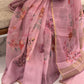 Linen Silk Saree with Floral Elegance