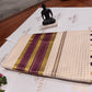 Kerala cotton saree with delicate check patterns and Maroon striped Pallu