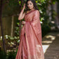 Pure Tussar Silk Saree with Zari Checks and Golden Zari Border