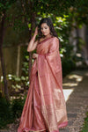 Pure Tussar Silk Saree with Zari Checks and Golden Zari Border