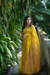 Golden Yellow Khadi Georgette Saree with Banarasi Work