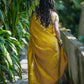 Golden Yellow Khadi Georgette Saree with Banarasi Work