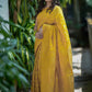 Golden Yellow Khadi Georgette Saree with Banarasi Work