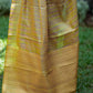 Pure Tussar Silk Saree in Mustard Yellow with Complete Colorful Thread Work