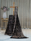 Black Kora Cotton Saree with Banarasi Work and Golden Details