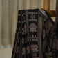 Black Kora Cotton Saree with Banarasi Work and Golden Details