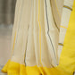 Pure Khadhi Cotton Saree in Yellow White Combo