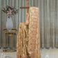 Golden Tissue Silk Saree with Pastel Rang Card Design and Peach Border