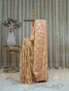 Golden Tissue Silk Saree with Pastel Rang Card Design and Peach Border