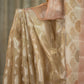Golden Tissue Silk Saree with Pastel Rang Card Design and Peach Border