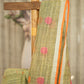 Pure Linen Cotton Saree in khadi weavings in Olive Green Shade