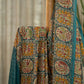 Exquisite Chiffon Saree in Mustard Yellow and Green with Kalamkari Print and Thread Weaving