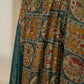 Exquisite Chiffon Saree in Mustard Yellow and Green with Kalamkari Print and Thread Weaving