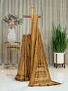 Synthetic Tussar Saree in Sepia Shade with Matka Work