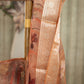Pure Organza Silk Saree in Peach with Floral Digital Print and Banaras Pallu