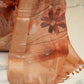 Pure Organza Silk Saree in Peach with Floral Digital Print and Banaras Pallu
