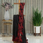 Pure Chanderi Saree in Black with Red Appliqué Work