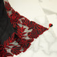 Pure Chanderi Saree in Black with Red Appliqué Work