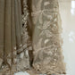 Golden Crushed Tissue Saree with Off-White Thread Work