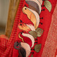 Chanderi Check Saree in Red, Yellow and Black with Resham Work