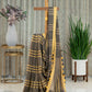 Linen Saree in Yellow and Black with Asymmetrical Checks