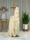 Chanderi Cotton Saree with Off White Body and Pastel Green Temple Work
