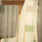Chanderi Cotton Saree with Off White Body and Pastel Green Temple Work