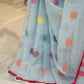 Pure Linen Cotton Sarees with Colorful Buttis