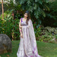 Pure Tissue Silk Saree in Lavender Shade with Golden Zari and Metallic Work