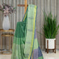 Linen Saree in Dark and Light Green with Radha Thread Work and Golden Zari Border