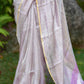 Pure Tissue Silk Saree in Lavender Shade with Golden Zari and Metallic Work
