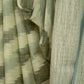 Pure Linen Cotton Saree with Diagonal Dark and Light Green Stripes
