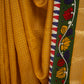 Chanderi Check Saree in Mustard Yellow with Green Kalamkari Work
