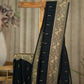 Black Matka Khadi Saree with Golden Buttis and Zari Border