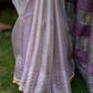 Pure Tissue Silk Saree in Lavender Shade with Golden Zari and Metallic Work