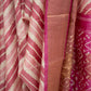 Pure Tussar Saree in Magenta and White Print with Golden Zari Border