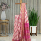 Pure Tussar Saree in Magenta and White Print with Golden Zari Border
