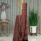 Pure Modal Silk Saree in Red, Brown, and Black Symmetrical Stripes