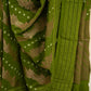 Green Synthetic Cotton Saree with Bandhani and Shibori Work