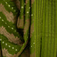 Green Synthetic Cotton Saree with Bandhani and Shibori Work