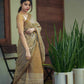 Tussar Silk Saree in Sepia Shade with White Embroidered Work