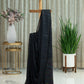 Pure Black Linen Cotton Saree with Rainbow Weaving and Black Tassels