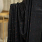 Pure Black Linen Cotton Saree with Rainbow Weaving and Black Tassels