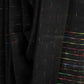 Pure Black Linen Cotton Saree with Rainbow Weaving and Black Tassels