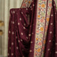 Matka Silk Saree in Maroon Shade with Paithani Work on Borders and Pallu